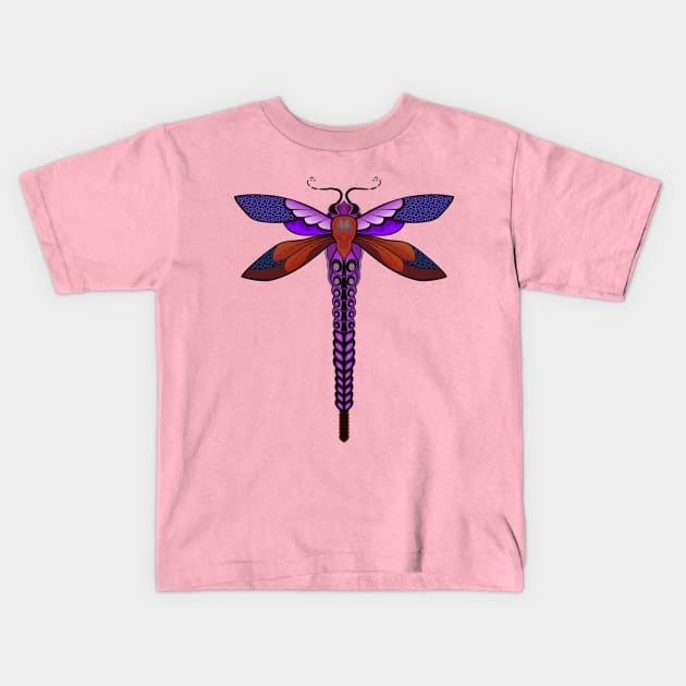 Purple Dragonfly Kids T-Shirt by SunGraphicsLab